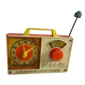 Fisher Price Hickory Dickory Dock Radio Clock Toy 1964 Swiss Movement Kids Fun
